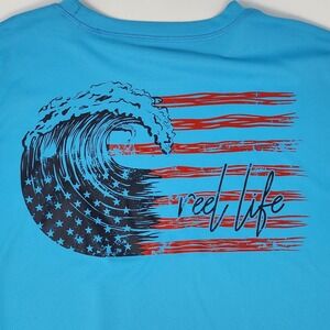 Reel Life UV Protective Long Sleeve Fishing Shirt‎ Men's Size XXL 2XL Blue USA